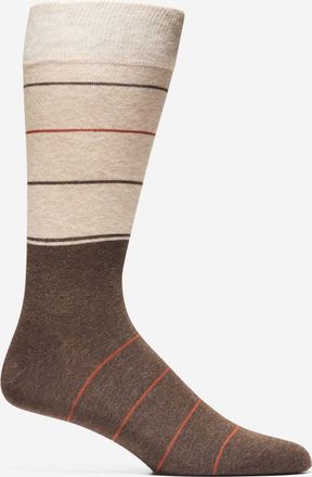 Cole Haan Mens Color Block Stripe Dress Crew Socks - Brown
