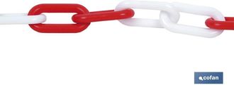cofan Cadena De Pl&aacute;stico 8mm 30 Mts (rojo/blanco), Cadena De Polipropileno En Color Rojo Y Blanco, Apta Para Diversas Aplicaciones, Como Control De Multitud