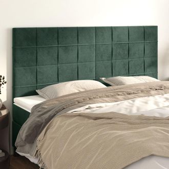 vidaXL Cabeceros 4 Unidades De Terciopelo Verde Oscuro 90x5x78/88 Cm Vidaxl