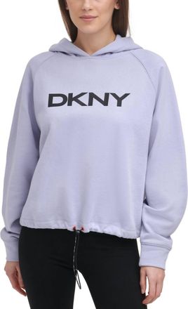 DKNY Drawstring Waist Graphic Hoodie In Pale Blue