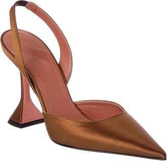 Amina Muaddi Holli Satin Slingback Pump