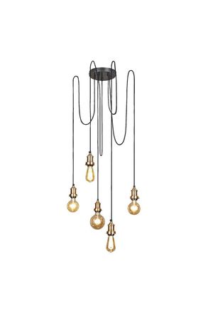Industville Brooklyn 5 Wire Pendant, Brass in Bronze