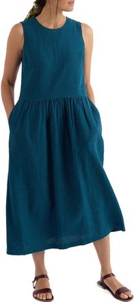 Seasalt Cornwall Brouse Gingham Sleeveless Organic Cotton Midi Dress in Gingham Sea Cave at Nordstrom, Size 10