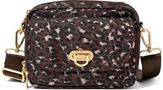 Baggallini Coastal Flip Lock Camera Bag Crossbody in Ganache Cheetah Gold Hardware at Nordstrom