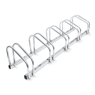 Relaxdays Relaxdays - 2 Soportes Bicicletas Suelo, Pared, Aparcabicicletas, 5 Bicis C/u, 26 X 130 X 32 Cm, Portabicicletas, Acero, Plateado