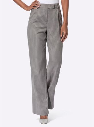 Cr&eacute;ation L Anzughose CREATION L, Damen, Gr. 36, Normalgr&ouml;ssen, grau (grau, ecru, gestreift), 45% Polyester, 41% Viskose, 11% Wolle, 3% Elasthan, gemustert, gestr