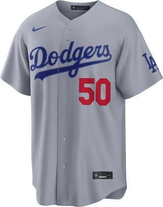 Nike Mookie Betts Los Angeles Dodgers Nike Mens MLB Stadium Jersey in Grey | RE260IQJLD9-SRD
