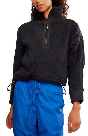 Free People FP Movement Mountain High Fleece Half Zip Pullover in Black/Black Combo at Nordstrom, Size Medium