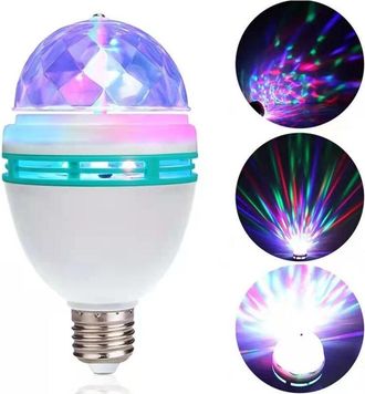 OEM [mai Usato]lampada Da Festa A Led, Lampadina Led Multicolore Da 3w A Rotazione Automatica, Effetto Luce Da Discoteca, Adatta A Tutte Le Lampade Con At