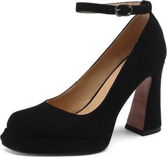 Generic Womens Vintage Platform High Heel Pumps Patent Leather Upper Classic Round Toe Design Adjustable Ankle Strap Soft Cushioned Insole Evening Party Prom 