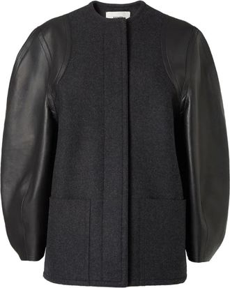 Fendi leather-paneled wool jacket - Black