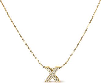 House of Brilliance 10K Gold Diamond Accent A-Z Initial Bubble Pendant Necklace