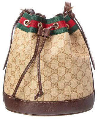 Gucci Venice Small Gg Coated Canvas & Leather Bucket Bag