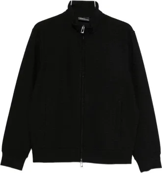 Emporio Armani Zip-throughs, male, Black, Size: 2XL Emporio Armani Sweaters