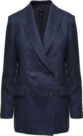 Plaîn Plain, Jassen, Dames, Blauw, L, Linnen, Double-breasted jas