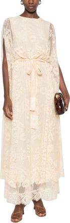 Zimmermann Valiant kanten maxi-jurk met cape - Dames - Jurken - Beige - Maat: XS Katoen