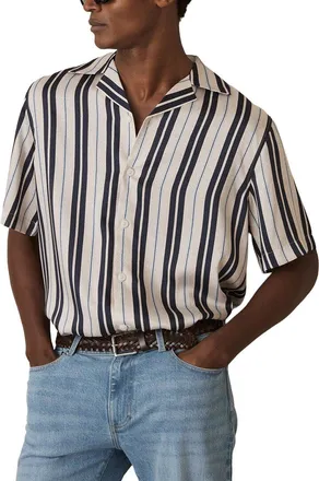 Reiss Amos Wide Stripe Print Casual Shirt