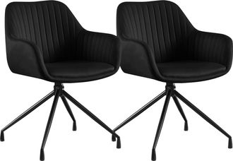Clp Set De 2 Sillas De Comedor Novanis Negro Terciopelo