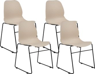 Beliani Beliani - Conjunto De 4 Sillas De Conferencia De Pl&aacute;stico Patas De Acero Negras Apilables Sin Reposabrazos Escandinavo Moderno Comedor Beige Panora