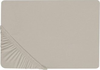 Beliani S&aacute;bana De Algod&oacute;n Gris Pardo 160 X 200 Cm Ajustable Bordes El&aacute;sticos S&oacute;lido Janbu