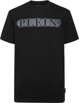Philipp Plein T-shirt Ronde Hals SS Spray Effect Print - Heren - T-shirts - Zwart - 3XL - Katoen - Tops
