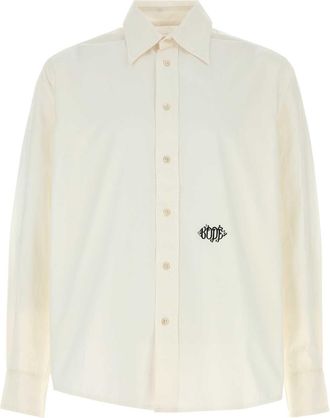 Bode White Poplin Monogrammed Shirt
