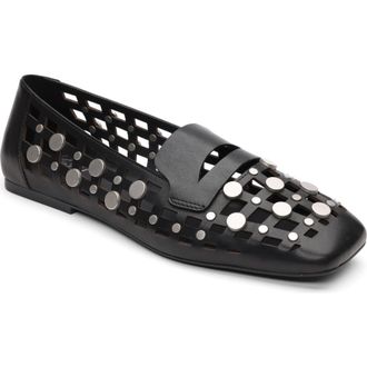 Ash Bali Studded Cutout Loafer in Black at Nordstrom, Size 10Us