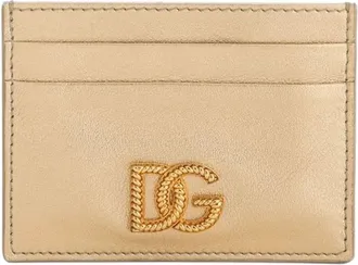 Dolce & Gabbana Accessoires, Dames, Geel, ONE Size, Leer, Kaarthouder van Laminated Kalfsleer