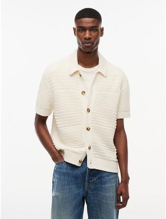 Tommy Hilfiger Mens Tommy Jeans Crochet Shirt Cardigan - White - L