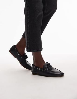 Tommy Hilfiger Scarpe da barca eleganti in pelle blu navy