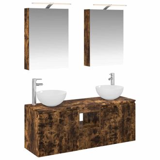 vidaXL Juego De Muebles De Ba&ntilde;o 5 Pcs Roble Ahumado 50 X 14,5 X 70 Cm Vidaxl