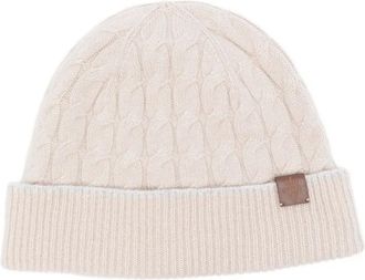 Eleventy Kabelgebreide muts - Beige
