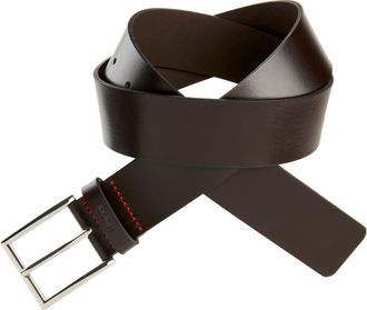 HUGO BOSS Lederg&uuml;rtel HUGO Giaspo Sz40, Herren, Gr. 11,5, braun (schwarz braun 202), Rindsleder, unifarben, G&uuml;rtel Lederg&uuml;rtel, mit Logo-Schlaufe