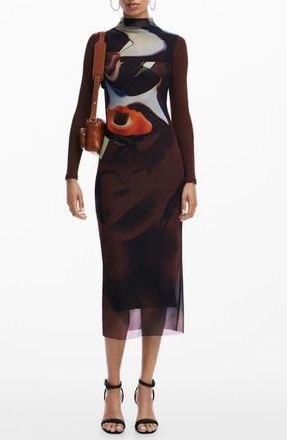 Desigual Abstract Long Sleeve Dress in Black at Nordstrom Rack, Size X-Small