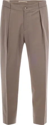BRIGLIA 1949 Beige Chino Pants with Front Pleats and Elegant Details