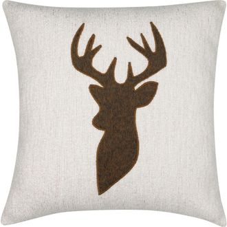 Elaine Smith Woodland Stag Applique Chenille Indoor & Outdoor Woven Accent Pillow in Ivory at Nordstrom, Size 20X20