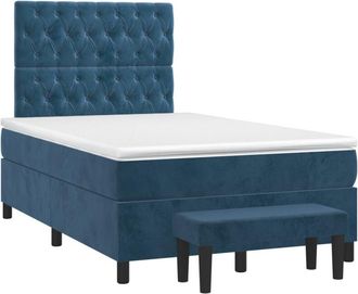 vidaXL Cama Box Spring Con Colch&oacute;n Terciopelo Azul Oscuro 120x200 Cm Vidaxl