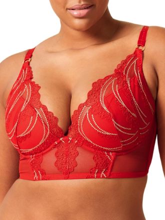 Gossard Womens VIP Etoile Padded Longline Bra - Red Polyamide - Size 38DD