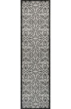 Jonathan Y Designs Madrid Vintage Filigree Textured Weave Indoor/Outdoor Area Rug in Light Gray/black at Nordstrom, Size 5Ft 0In X 5Ft 0In