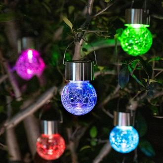 OEM Lampara Solar - Bola De Vidrio - 8 Unidades - Led Cambio De Color - Exterior Jardin Terraza
