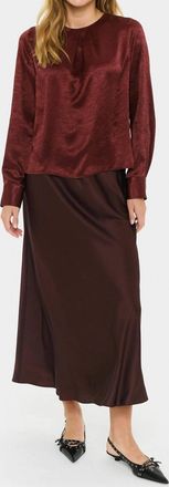 Michael Stars Fabi Smocked Sleeve Top In Winetasting