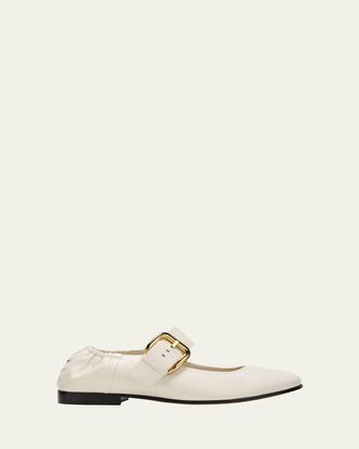 Bottega Veneta Astaire Leather Mary Jane Ballerina Flats