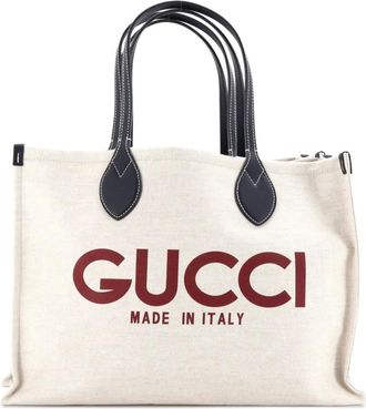 Gucci Logo Shopper Printed Canvas Medium tote bag - Beige