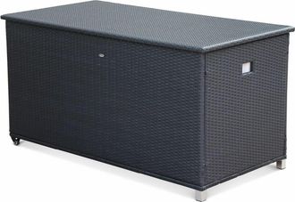 Sweeek Arc&oacute;n de almacenaje, rattan sintetico, negro