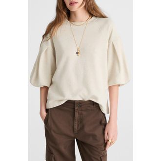 Madewell Puff Sleeve Sweatshirt T-Shirt in Heather Natural at Nordstrom Rack, Size Xx-Small