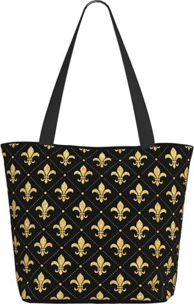 AOOEDM Black-Fleur-De-Lis Ladies Shopping Bag 13x11x7in.The Perfect ValentineS Day Gift.It Is The Best ValentineS Day Gift For Mom, Daughter, Wife,Etc