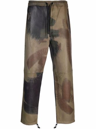 Diesel Broek met trekkoordtaille - Groen