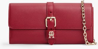 Tommy Hilfiger Womens Buckle Monogram Chain Strap Wallet - Autumn Red