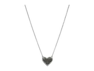 Kendra Scott Ari Heart Short Pendant Womens Necklace Womens Necklace Rhodium Platinum Drusy