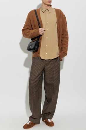 Ami Cotton Creased Trousers, Mens, Brown
